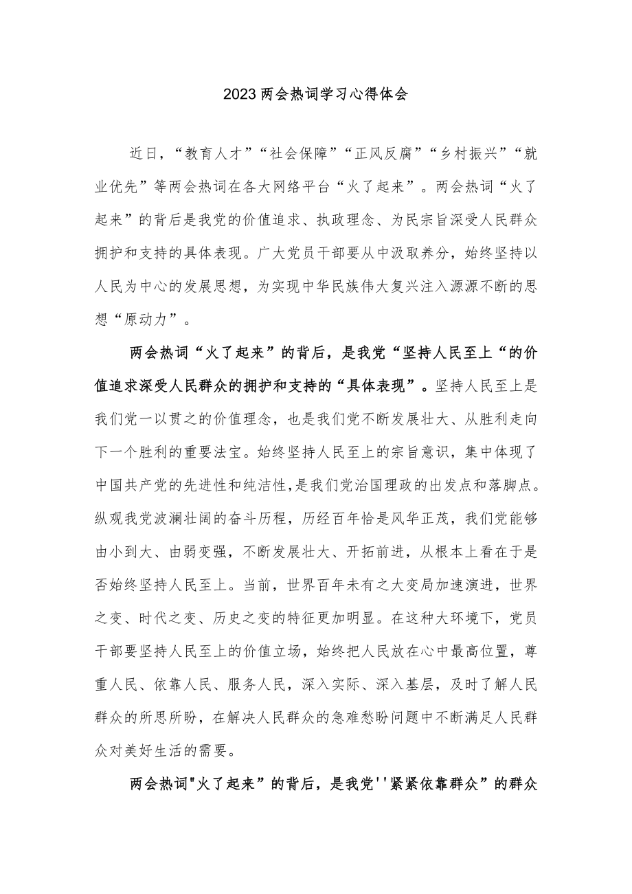 2023两会热词学习心得体会.docx_第1页