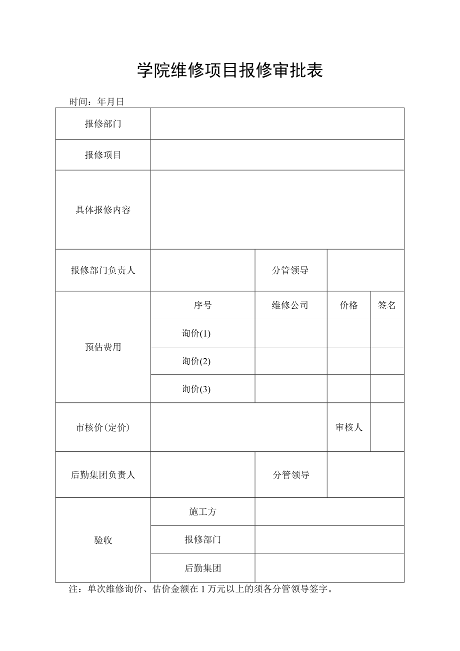 学院维修项目报修审批表.docx_第1页