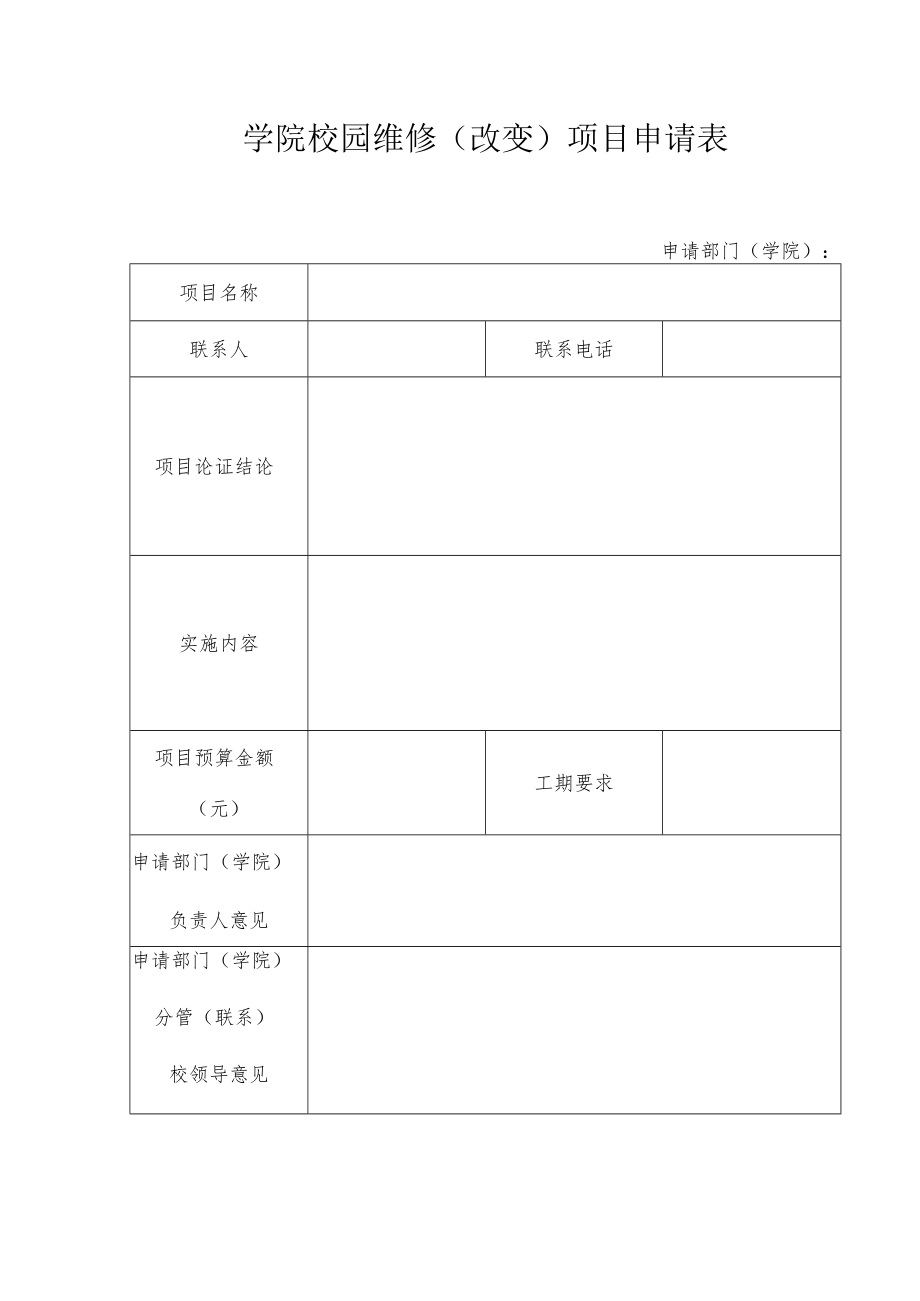 学院校园维修（改造）项目申请表.docx_第1页