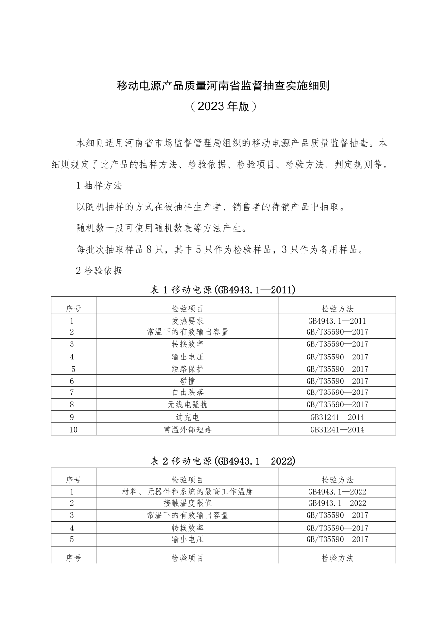 移动电源产品质量河南省监督抽查实施细则（2023年版）.docx_第1页