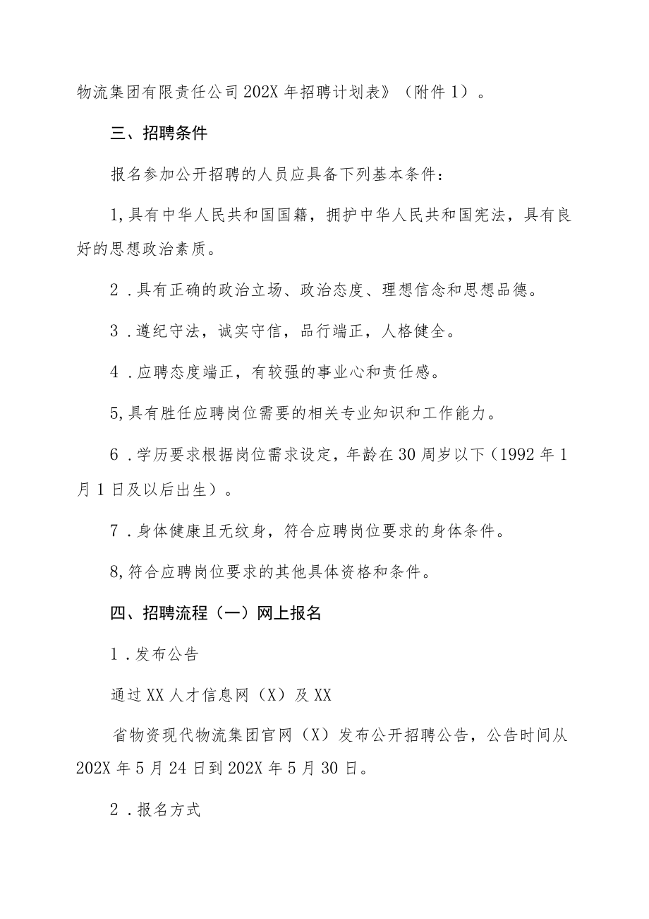 XX省物资现代物流集团有限责任公司202X年招聘启事.docx_第2页