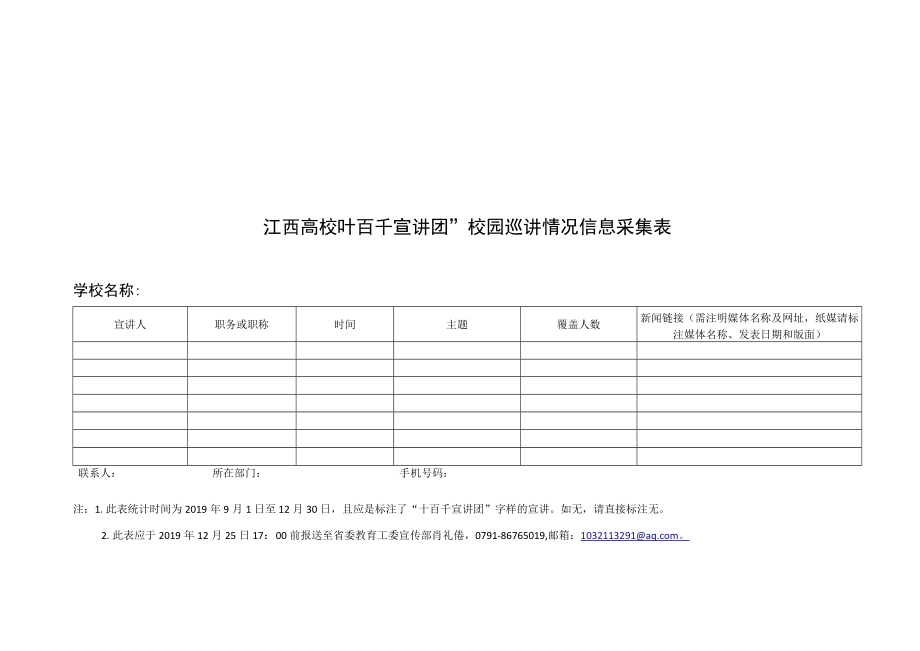 江西高校“十百千宣讲团”校园巡讲情况信息采集表.docx_第1页