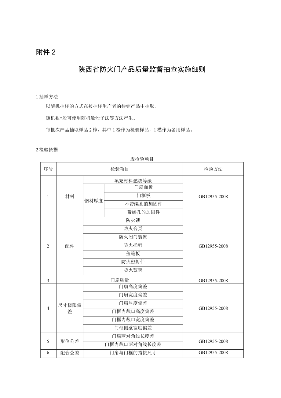 2023陕西省防火门产品质量监督抽查实施细则.docx_第1页