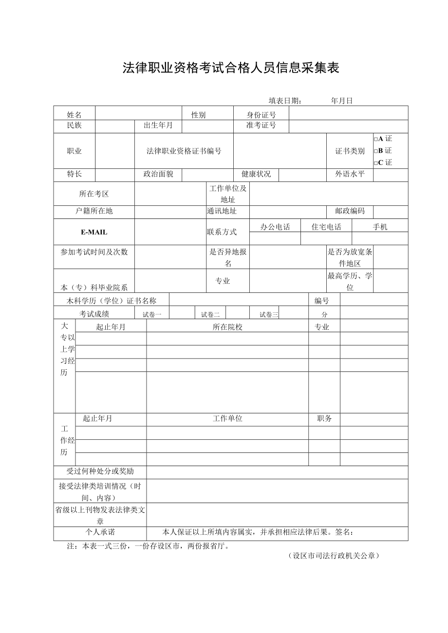 法律职业资格考试合格人员信息采集表.docx_第1页