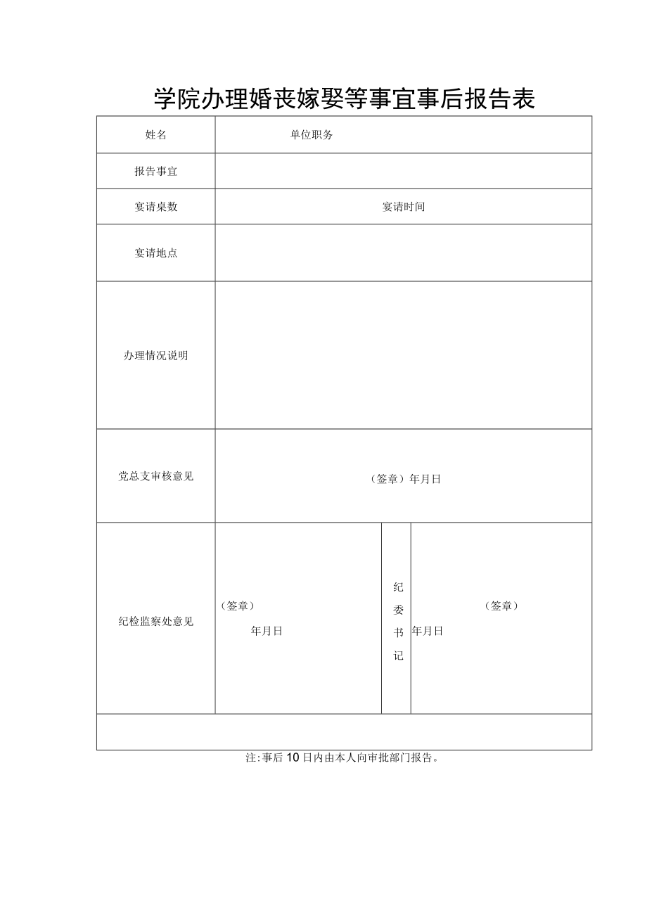 学院办理婚丧嫁娶等事宜事后报告表.docx_第1页