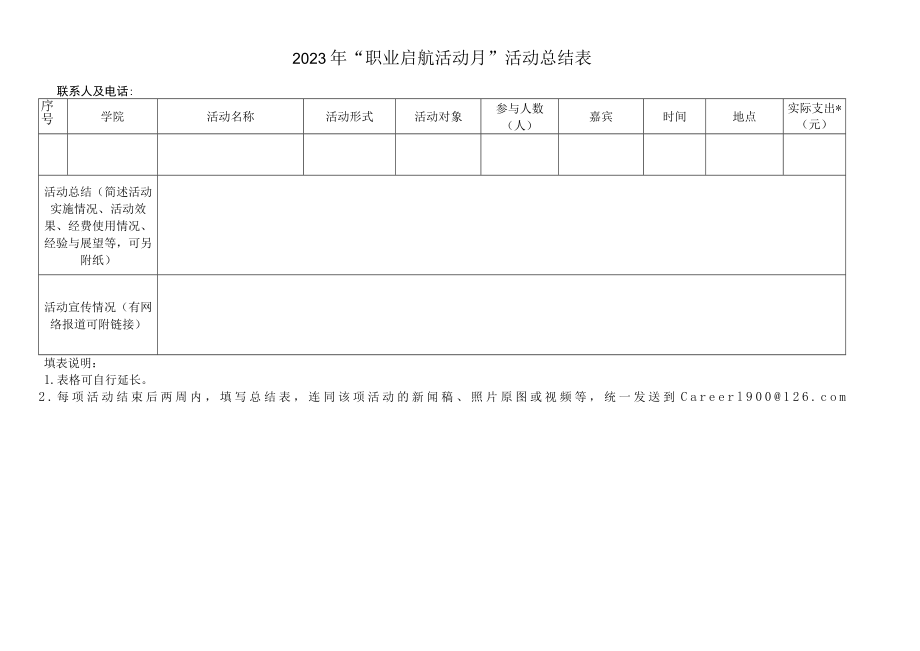 2023年“职业启航活动月”活动总结表.docx_第1页