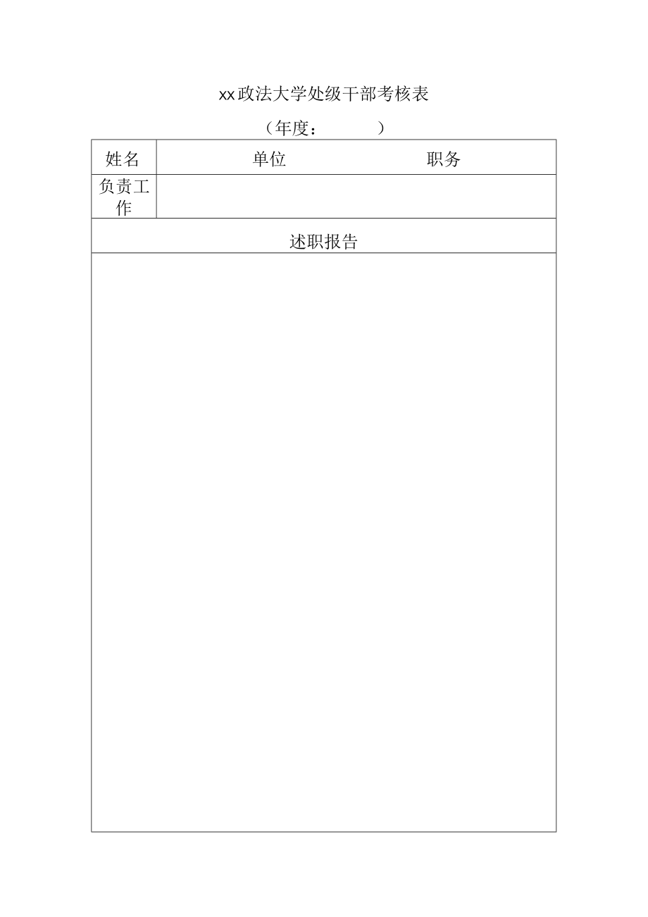 xx政法大学处级干部考核表.docx_第1页