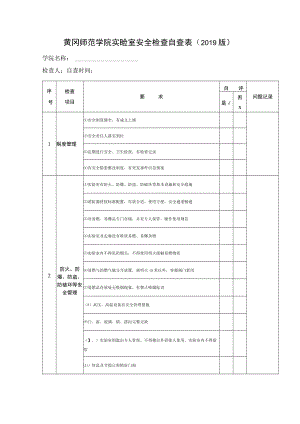 黄冈师范学院实验室安全检查自查019版.docx