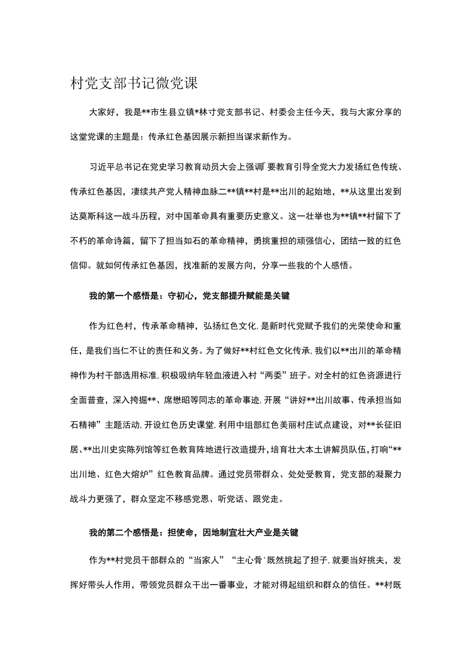 村党支部书记微党课.docx_第1页