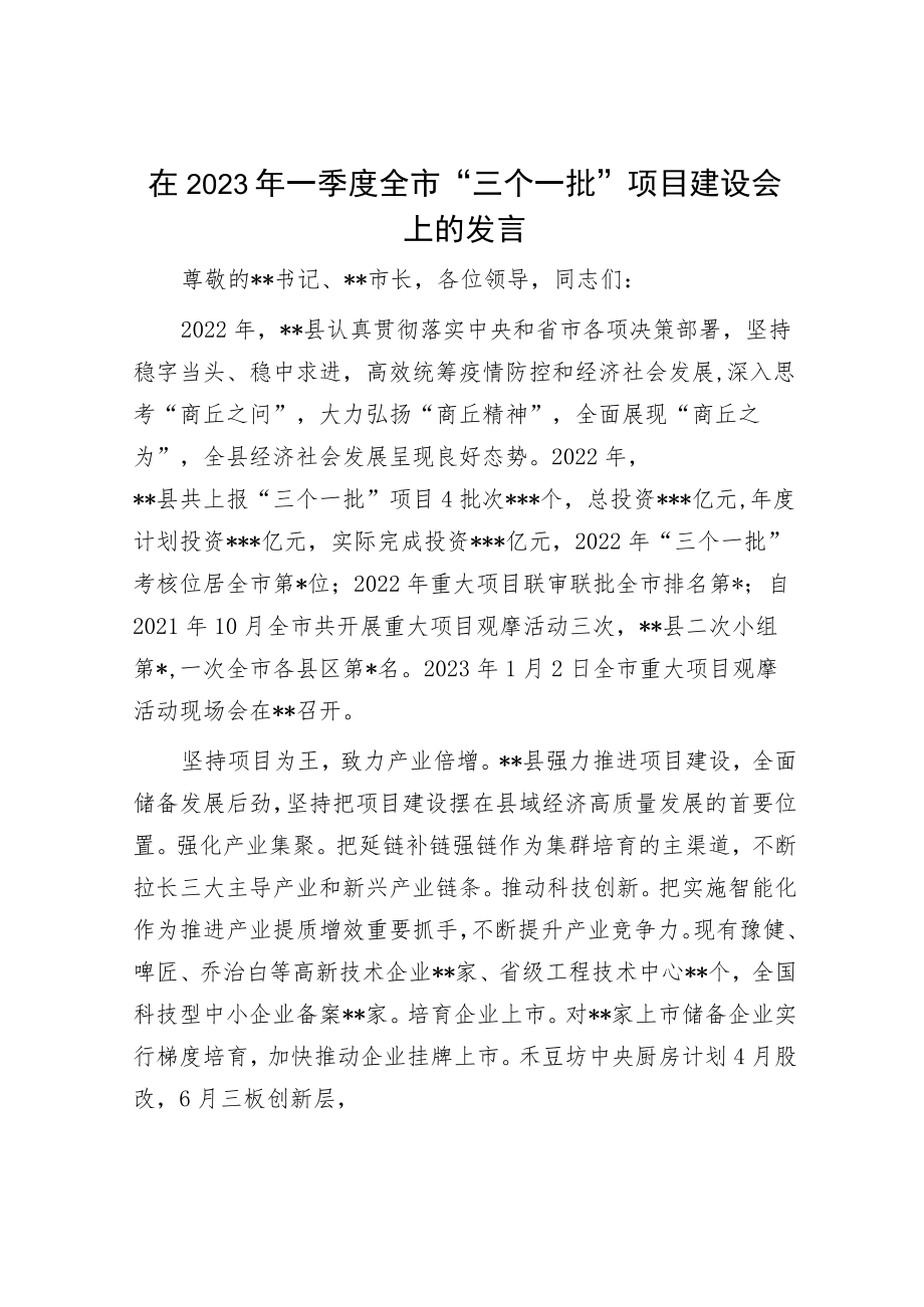 在2023年项目建设大会上的表态发言（精选两篇合辑）.docx_第1页