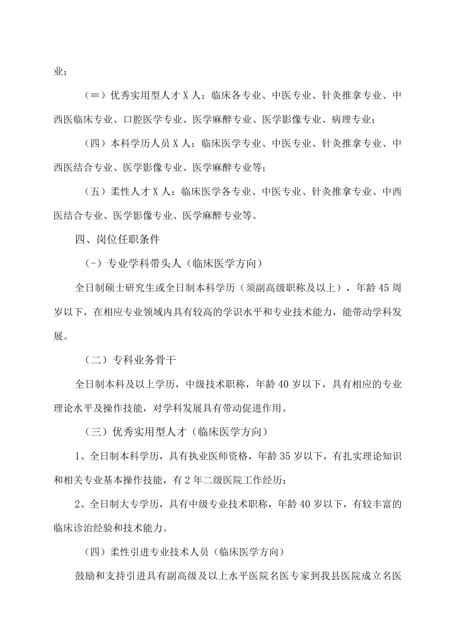 XX省市XX县医疗卫生人才引进方案（202X年）.docx_第2页