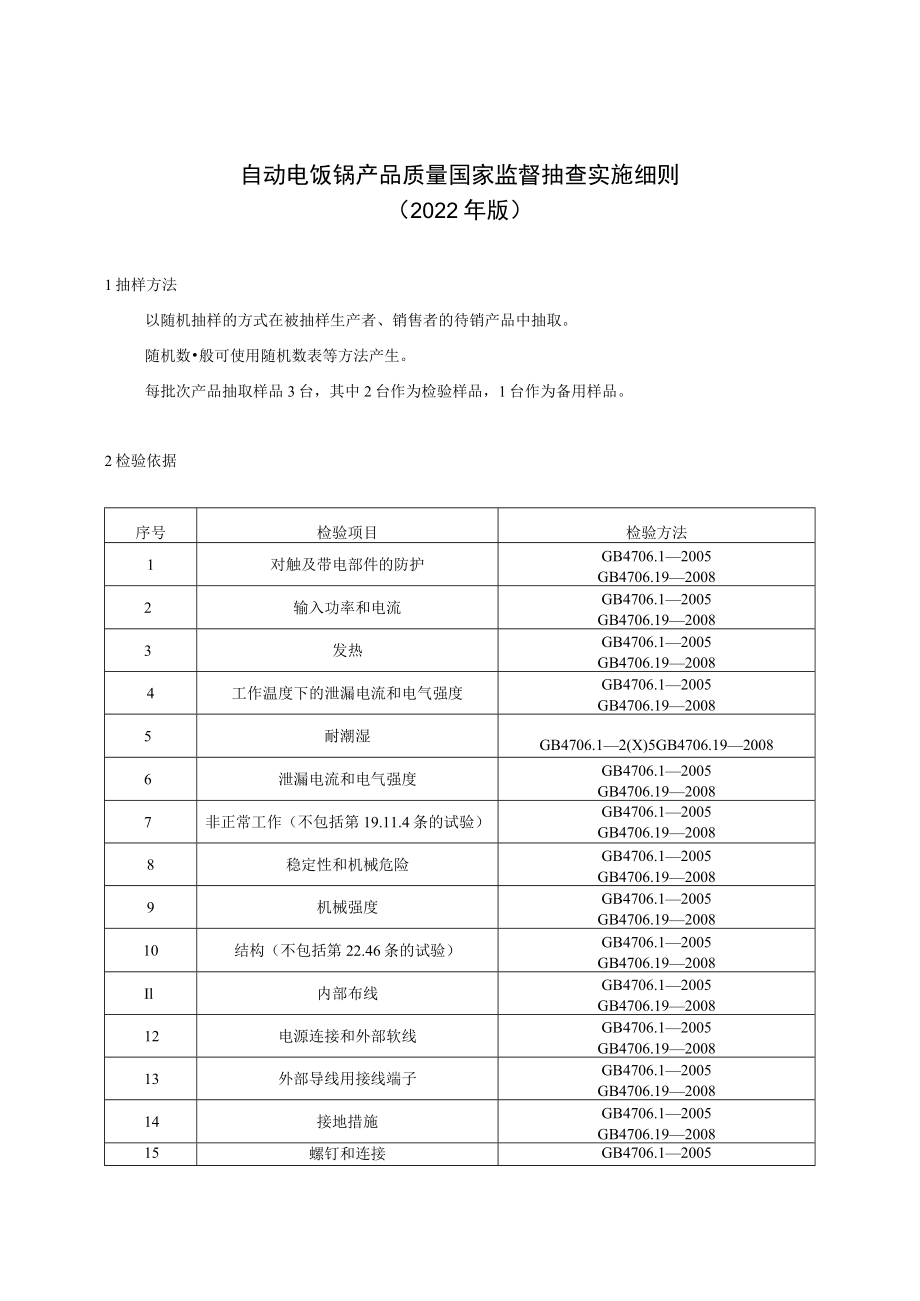 自动电饭锅产品质量国家监督抽查实施细则2022年版.docx_第1页