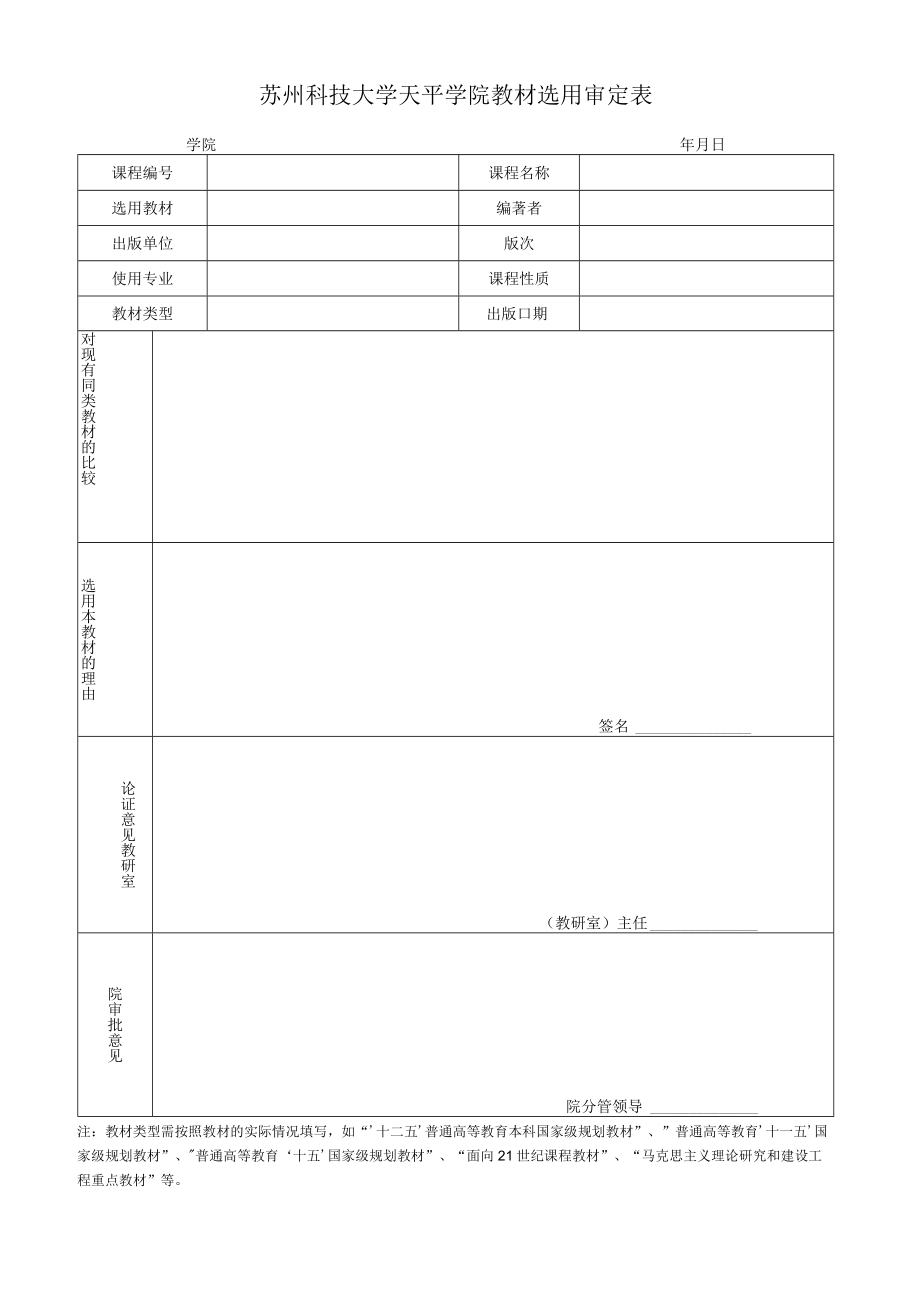 苏州科技大学天平学院教材选用审定表.docx_第1页