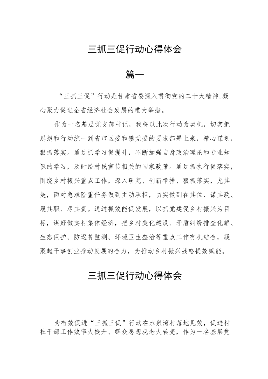 三抓三促行动心得体会10篇.docx_第1页