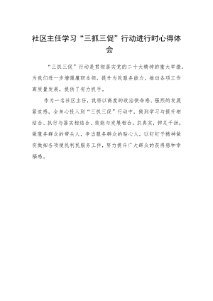 社区主任学习“三抓三促”行动进行时心得体会.docx