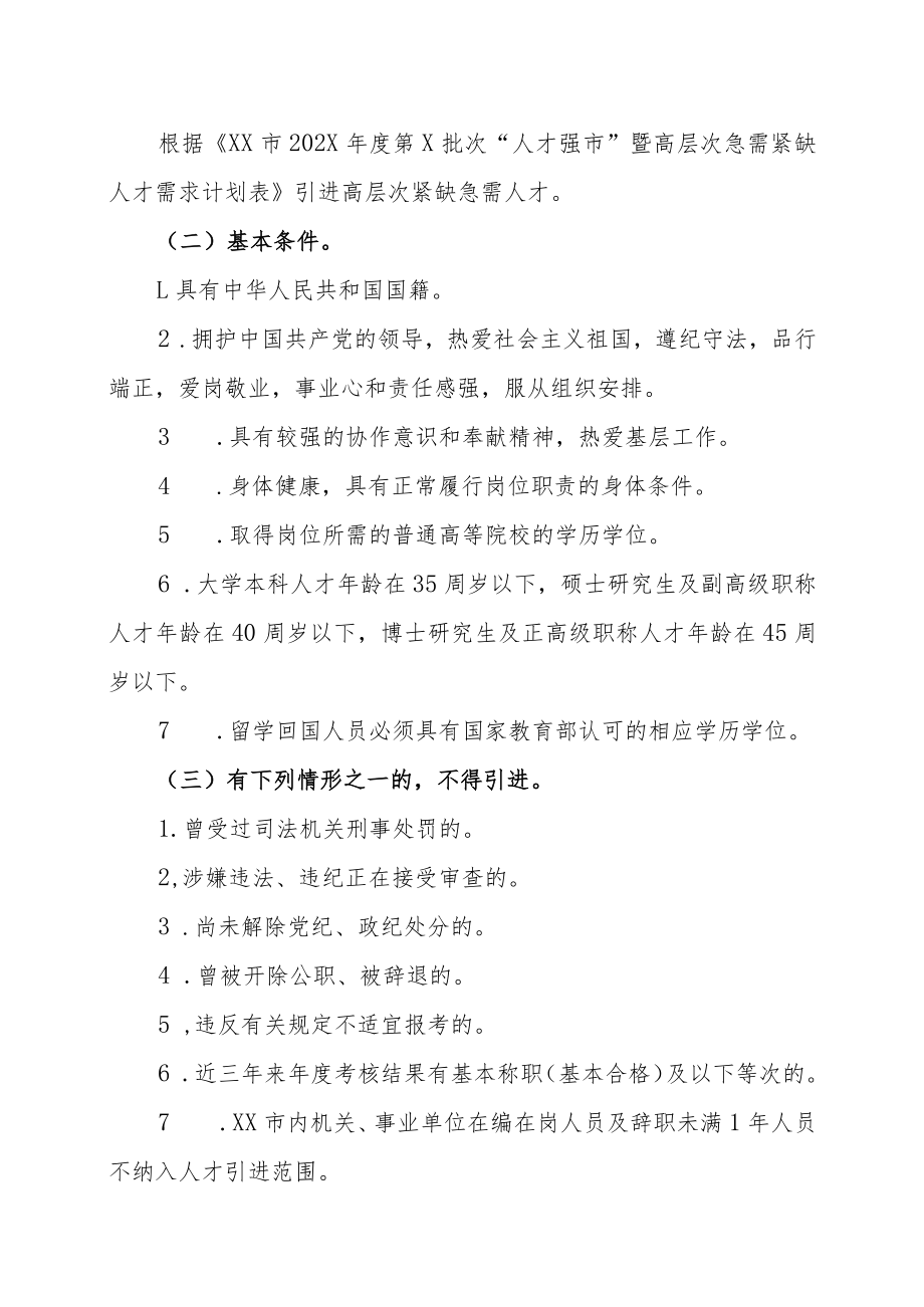 XX市林业局202X年第X批次人才强市暨高层次急需紧缺人才引进实施方案.docx_第2页