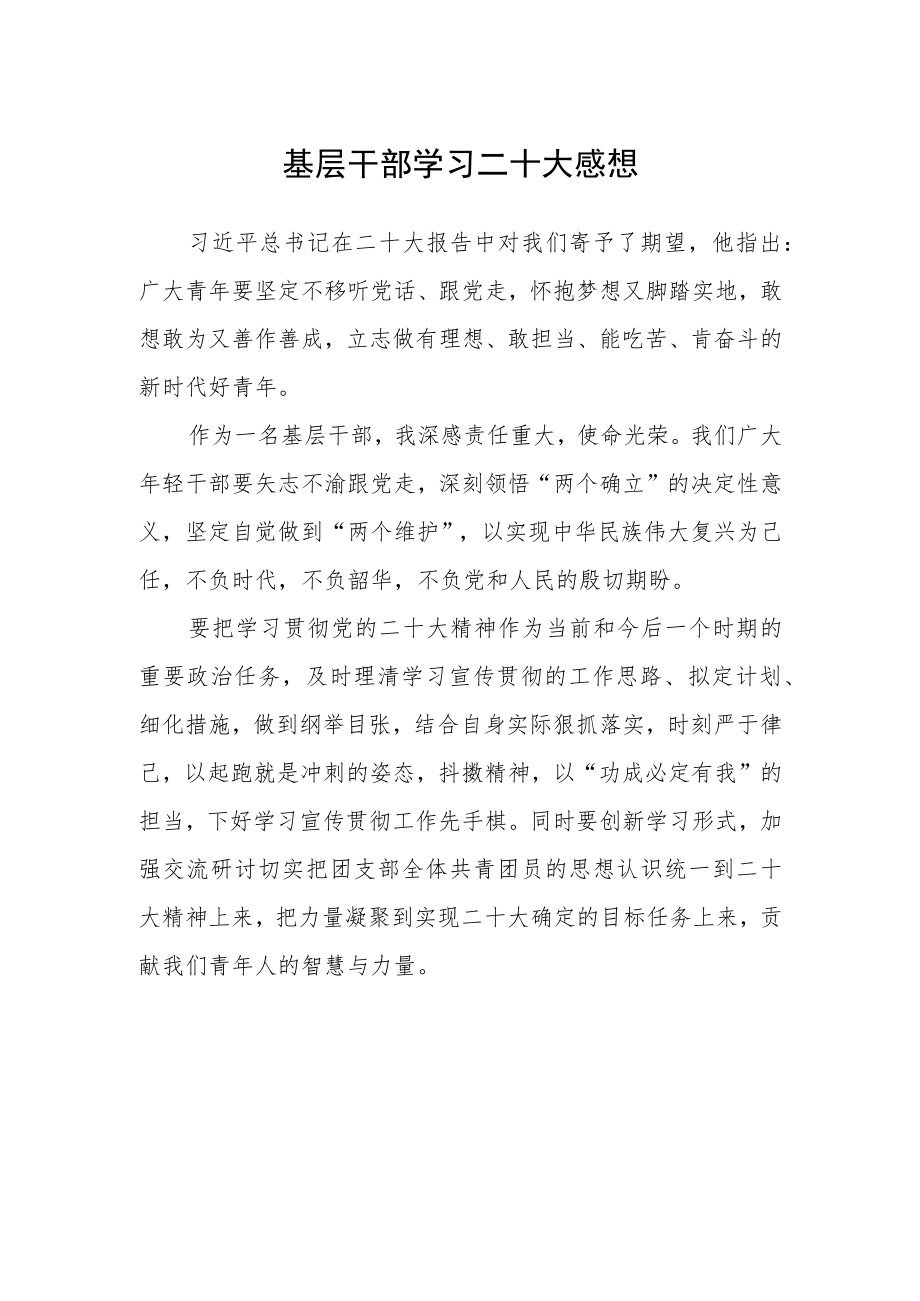 基层干部学习二十大感想.docx_第1页