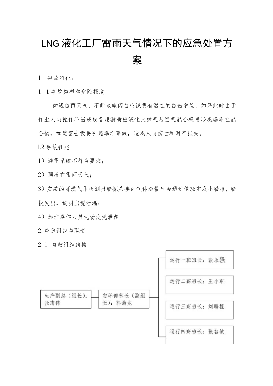 LNG液化工厂雷雨天气情况下的应急处置方案.docx_第1页