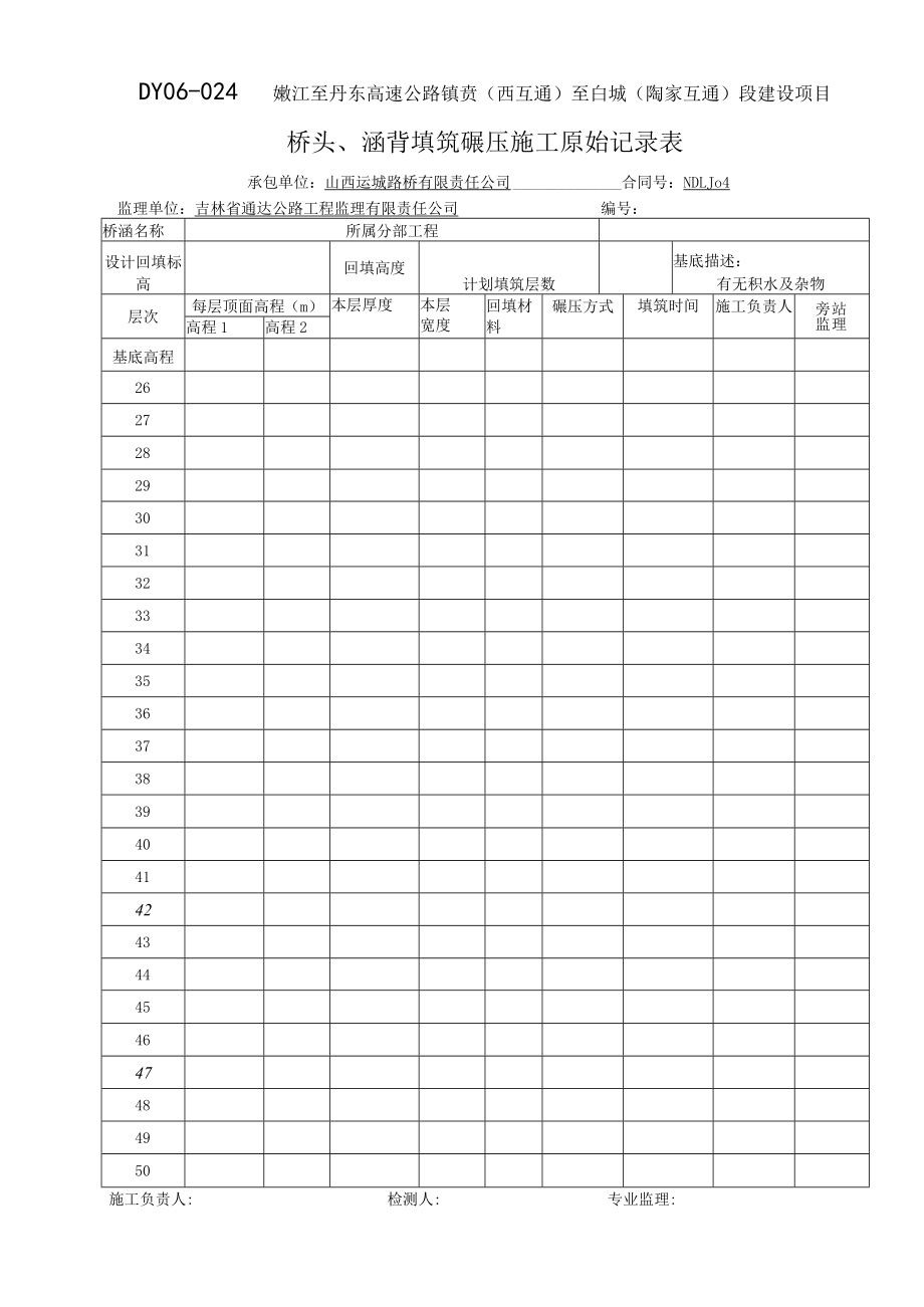 DY06-024 桥头、涵背填筑碾压施工原始记录表2.docx_第1页