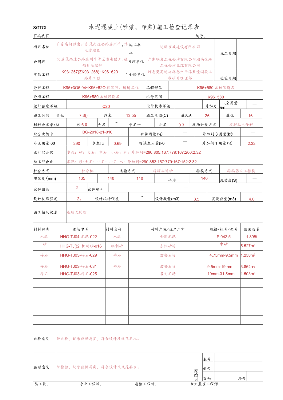 6、水泥混凝土施工检查记录表(SGT01).docx_第1页