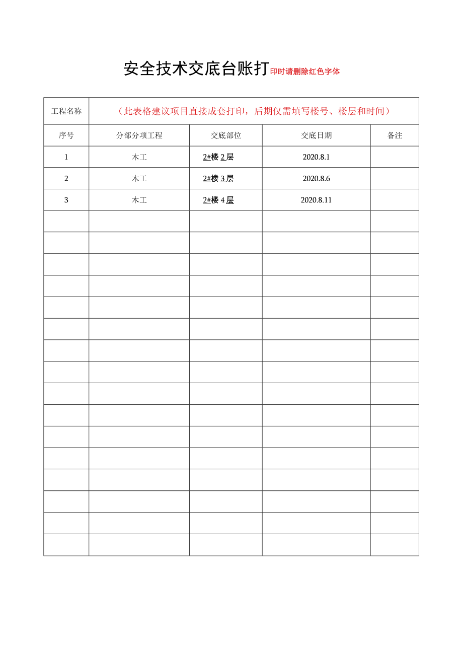 2、安全技术交底台账.docx_第1页