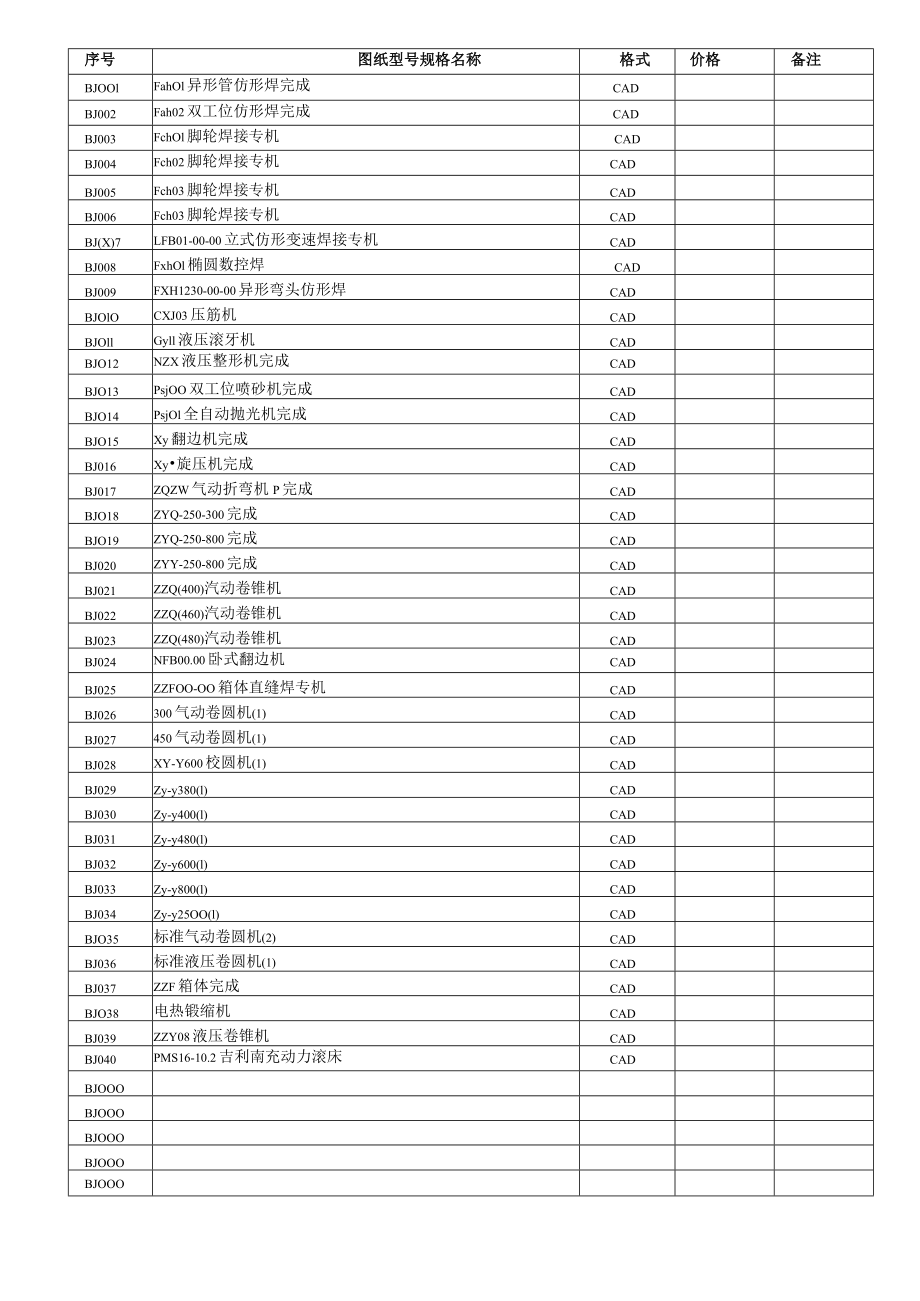 BJ板金机械明细.docx_第1页