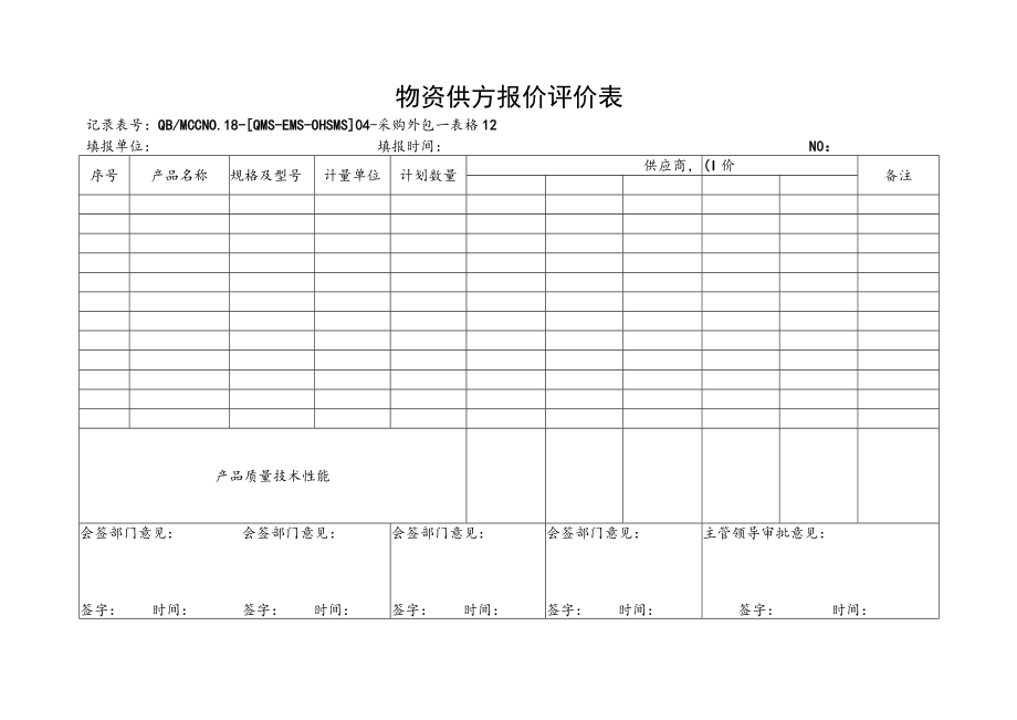 12物资供方报价评价表.docx_第1页