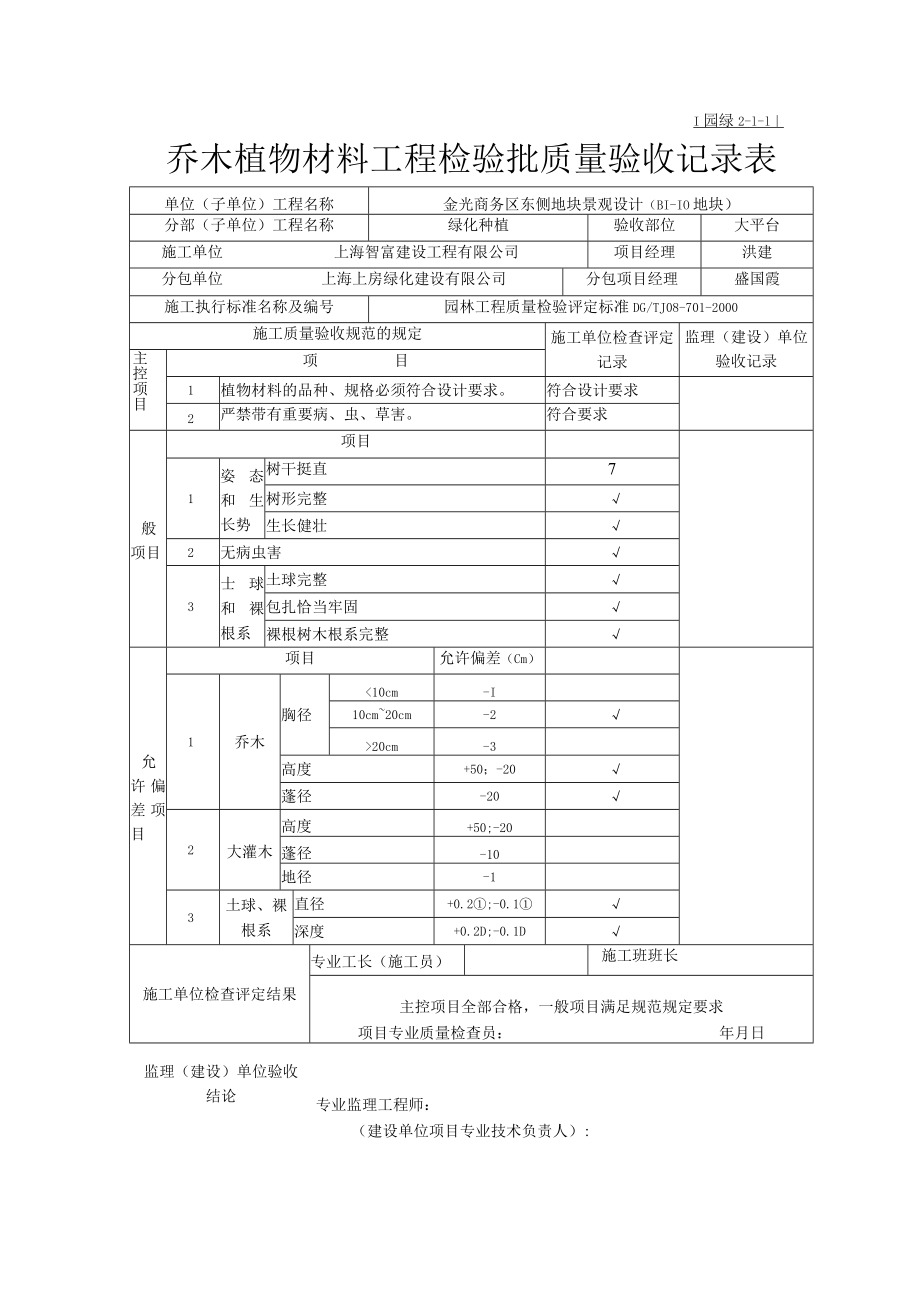 3.5园2-1-1乔木植物材料工程检验批质量验收记录表.docx_第1页