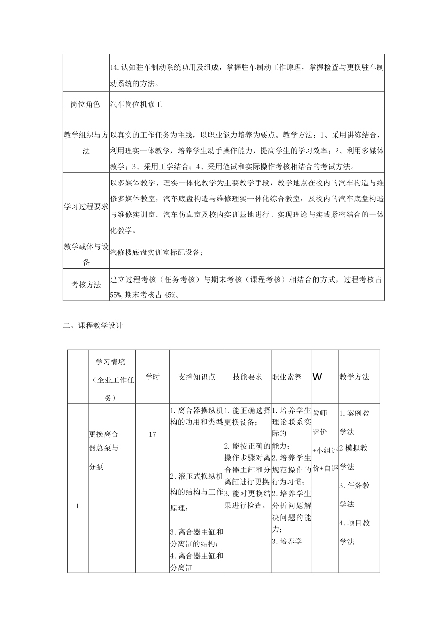 《汽车底盘构造与维修》-课程标准.docx_第3页