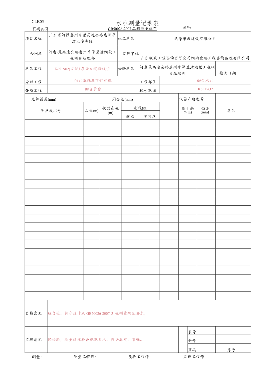 22.水准测量记录表(CLB05 GB 50026-2007).docx_第1页