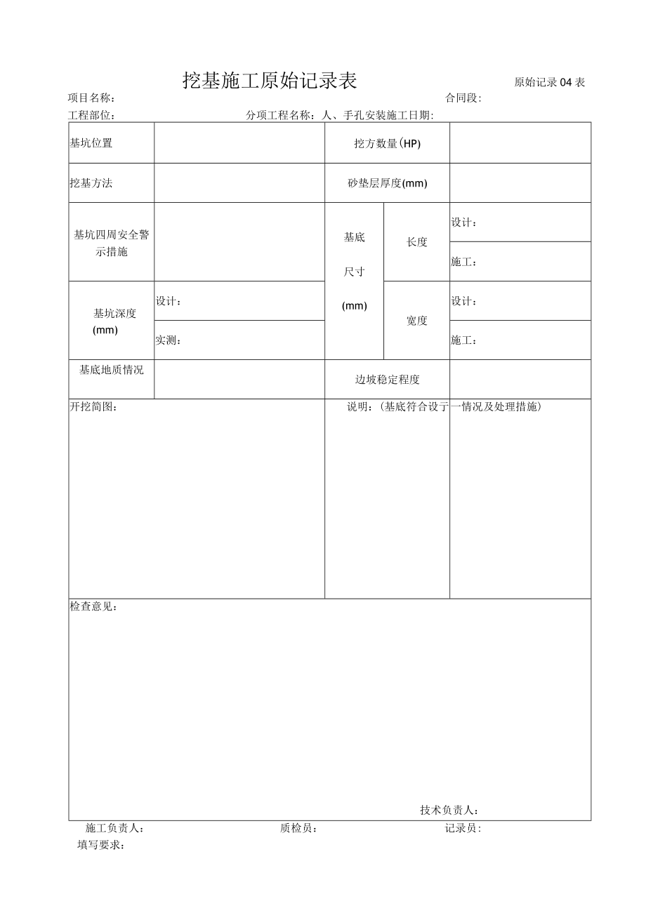 A原始记录04 挖基施工原始记录表.docx_第1页