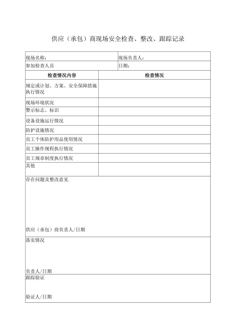 060供应商、承包商现场安全检查隐患整改记录.docx_第1页