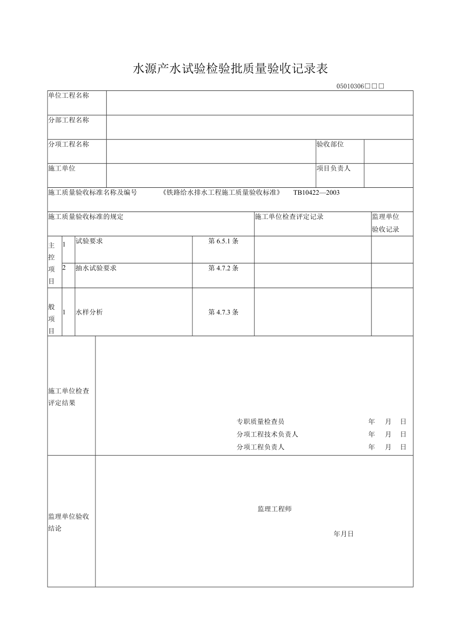 03-06水源产试验检验批质量验收记录表.docx_第1页