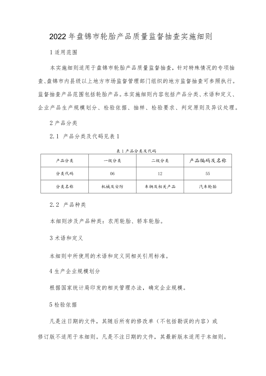 2022年盘锦市轮胎产品质量监督抽查实施细则.docx_第1页