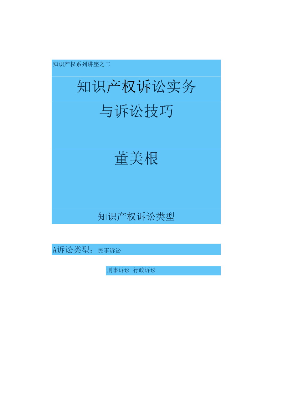 中国政法知识产权诉讼专题讲座：知识产权诉讼实务与诉讼技巧.docx_第1页