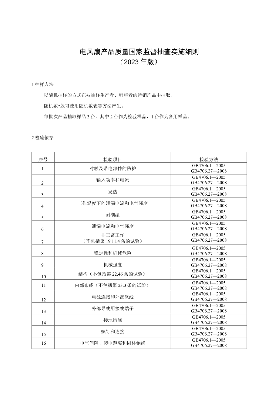 24 电风扇产品质量国家监督抽查实施细则（2023年版）.docx_第1页