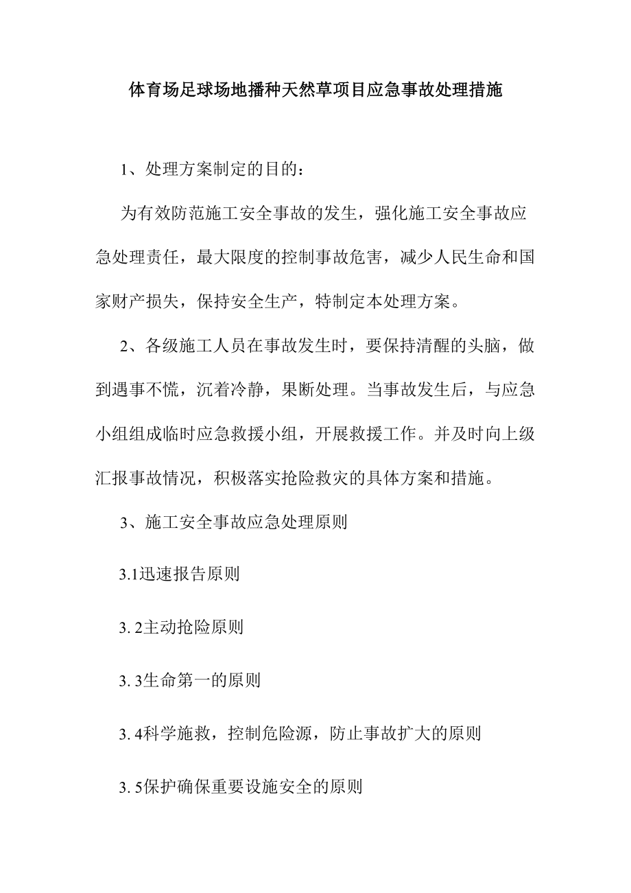 体育场足球场地播种天然草项目应急事故处理措施.docx_第1页