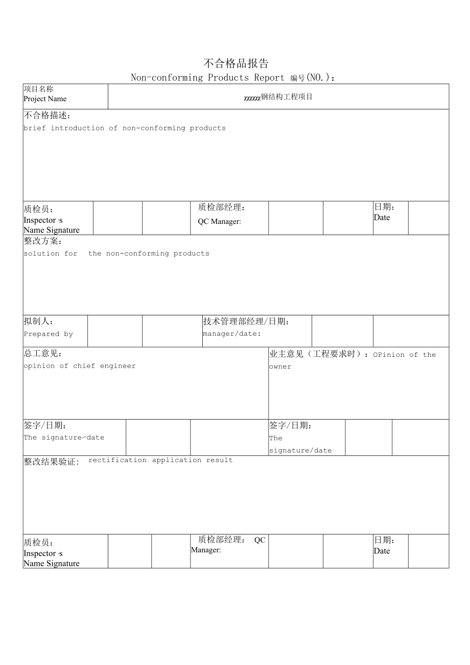 不合格品报告.docx_第1页