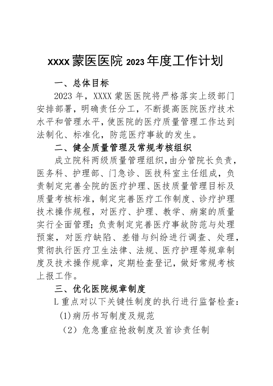 xxx医院2023年度工作计划.docx_第1页