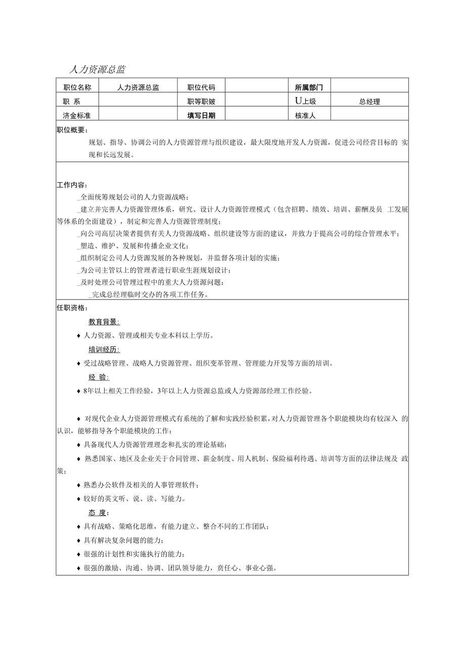 人力资源总监岗位职责说明.docx_第1页