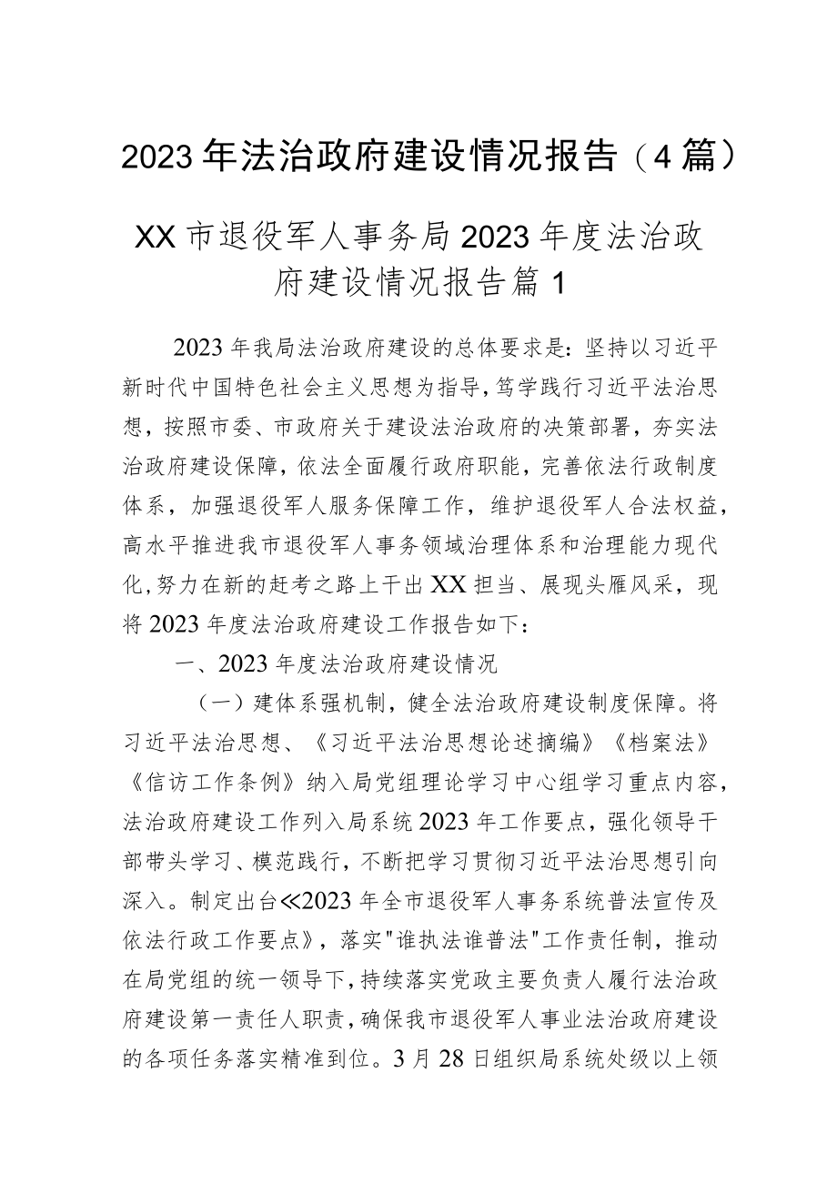 2023年法治政府建设情况报告（4篇）.docx_第1页