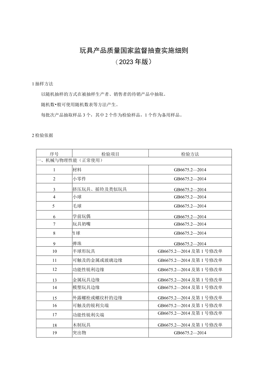 3 玩具产品质量国家监督抽查实施细则（2023年版）.docx_第1页