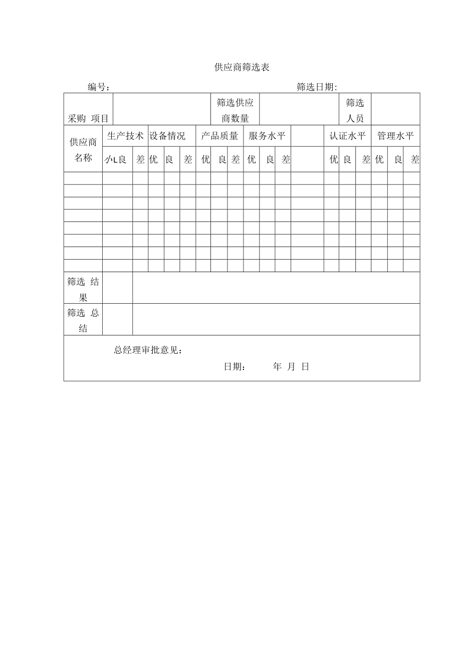 供应商筛选表.docx_第1页