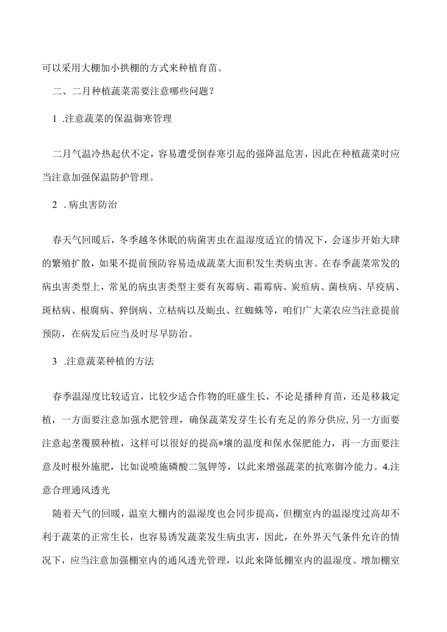 2月份可以种植什么蔬菜要注意哪些问题.docx_第2页