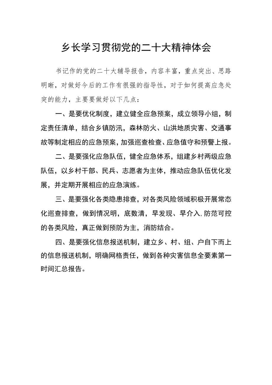 乡长学习贯彻党的二十大精神体会.docx_第1页