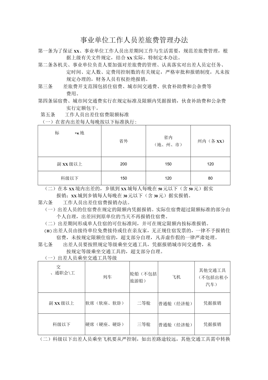 事业单位工作人员差旅费管理办法.docx_第1页