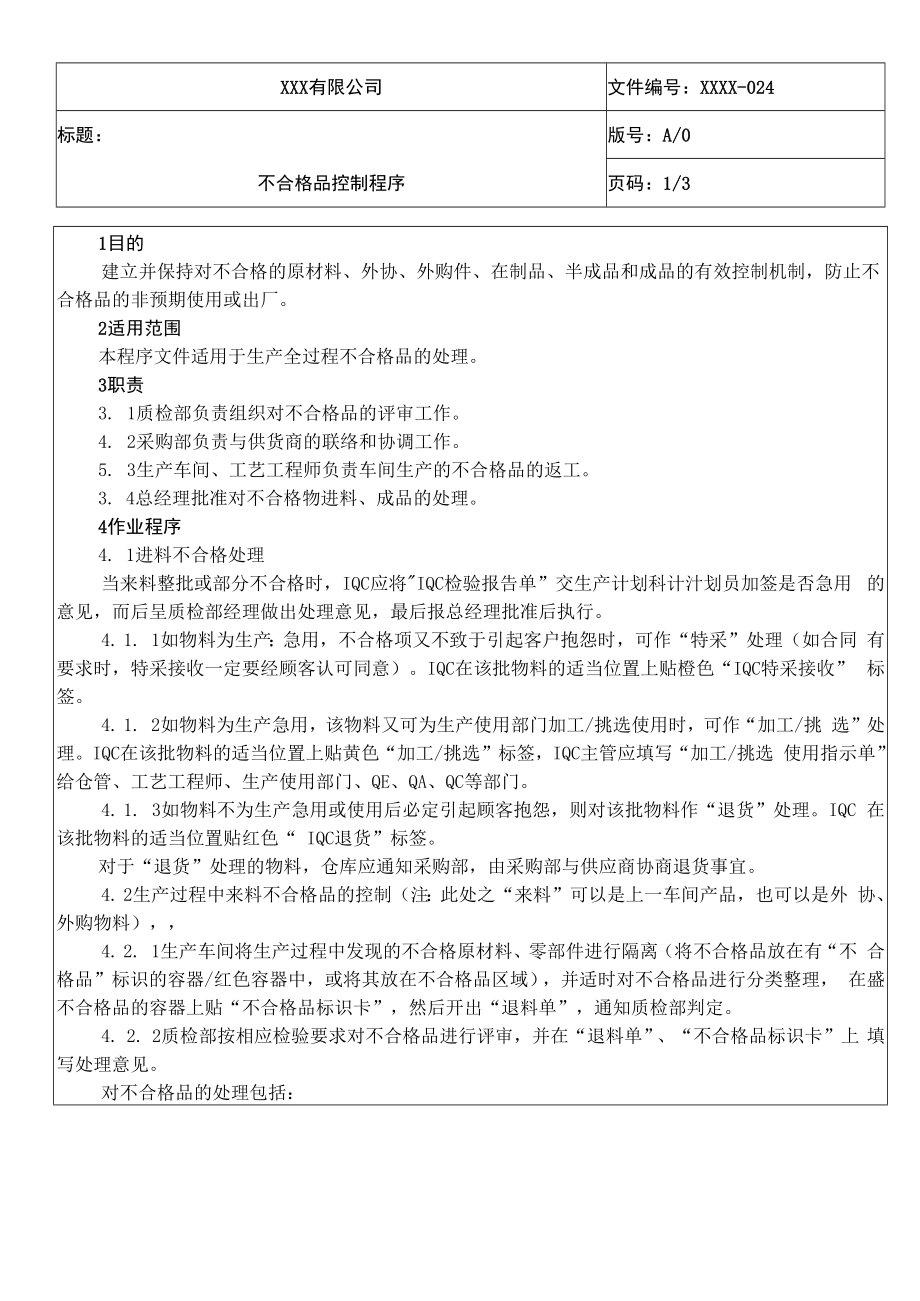 不合格品控制程序QES.docx_第1页