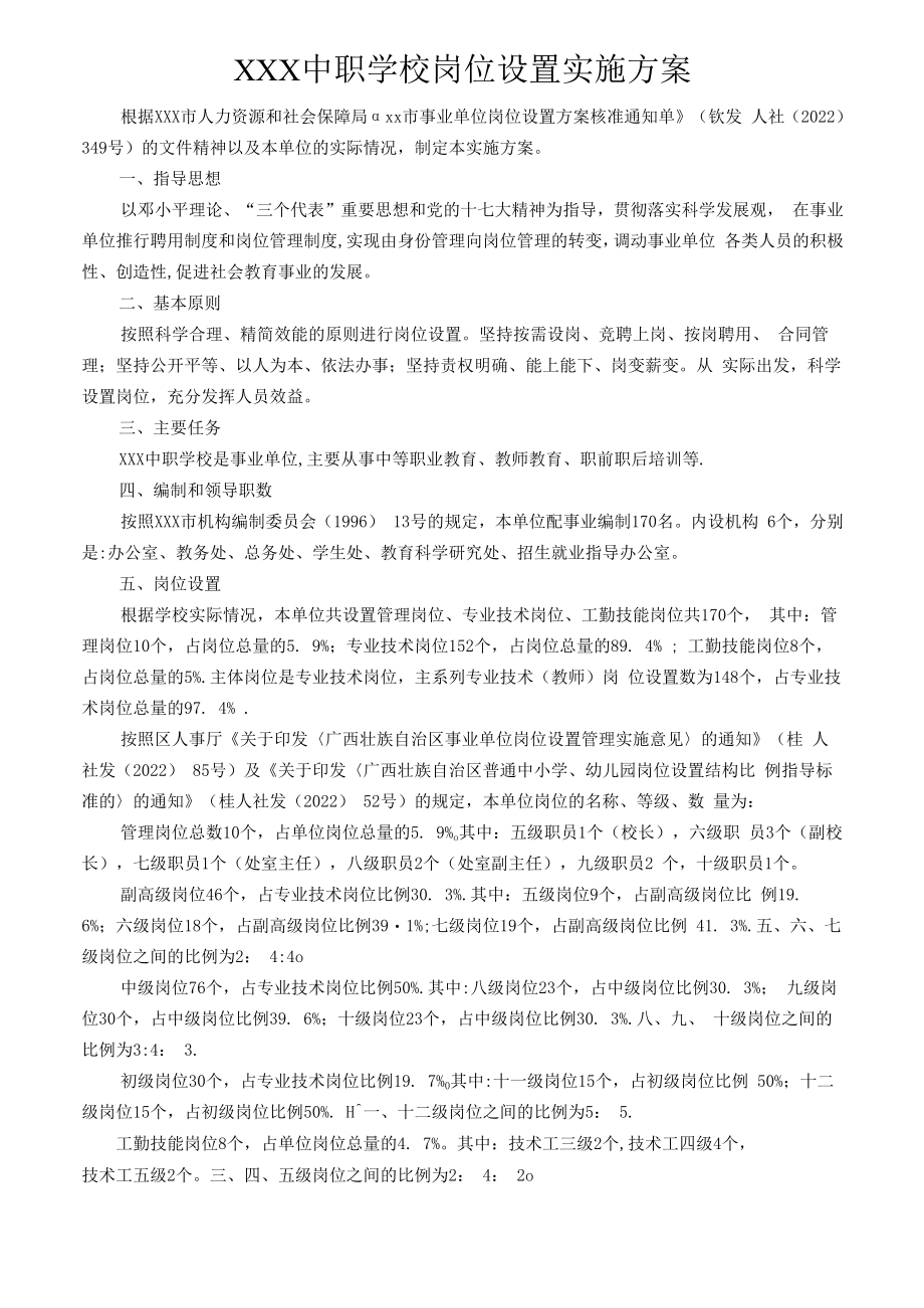 中职学校岗位设置方案及说明书.docx_第1页