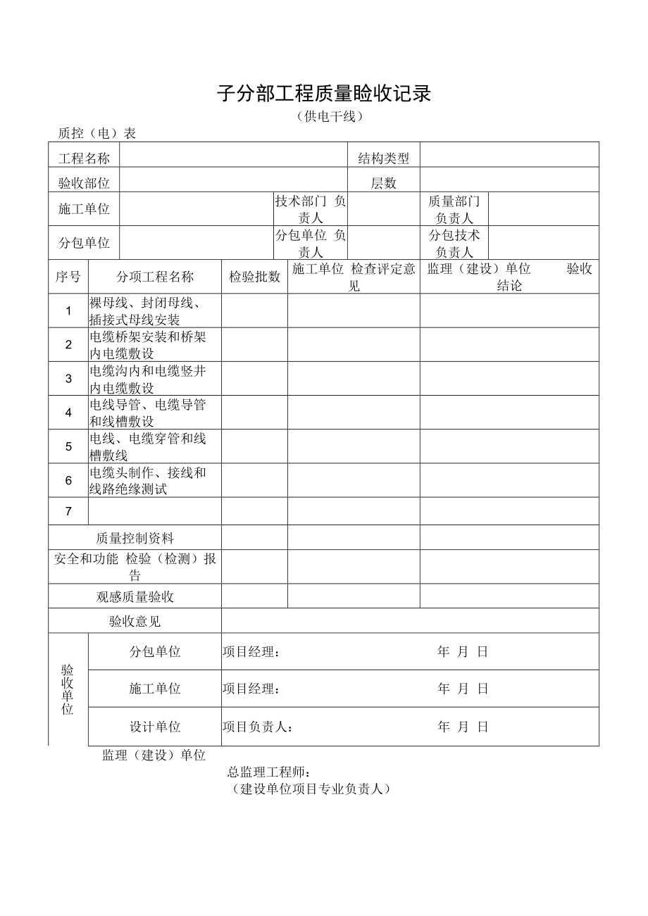 供电干线工程质量验收记录.docx_第1页