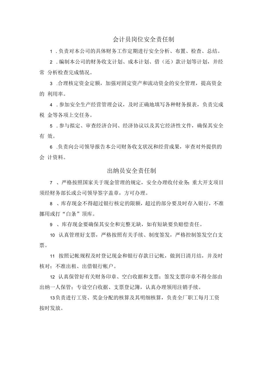 会计员岗位&出纳员安全责任制.docx_第1页